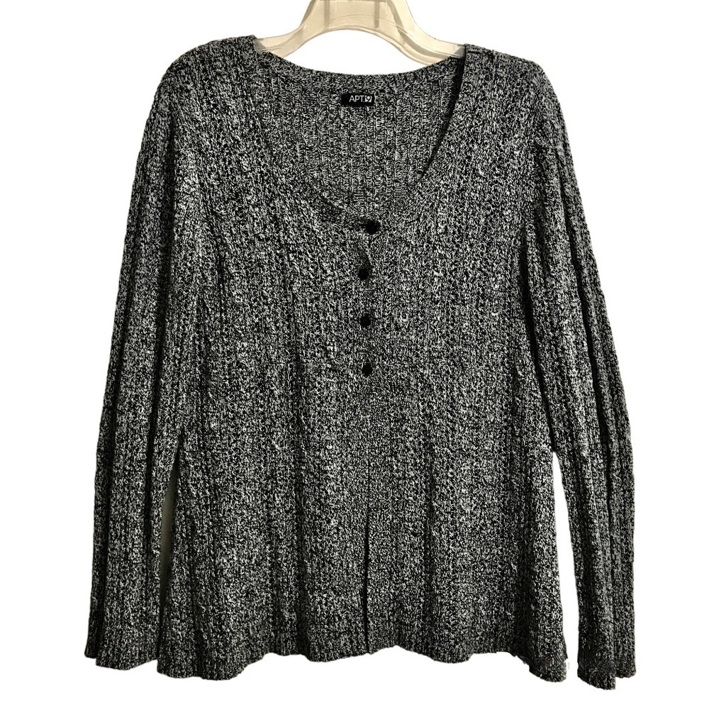 APT 9 Long Sleeve Crew Neck Cotton Blend 4 button Cardigan